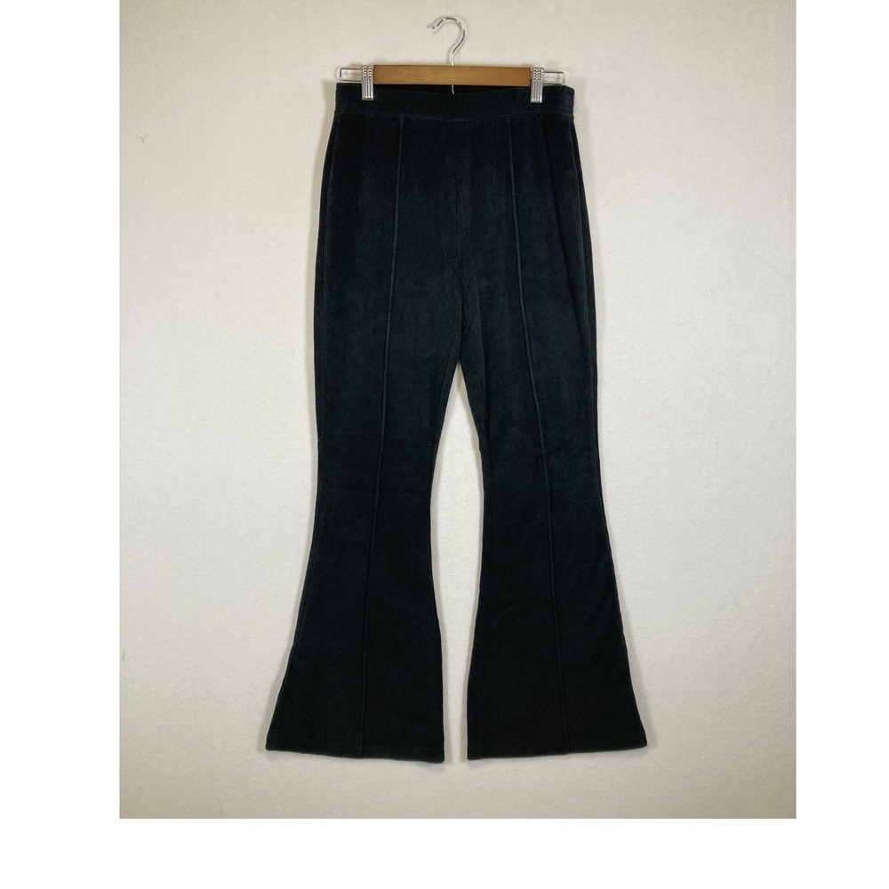 Aerie Corduroy Flare Pants Womens Small Black Pintuck‎ High Waisted Retro Boho